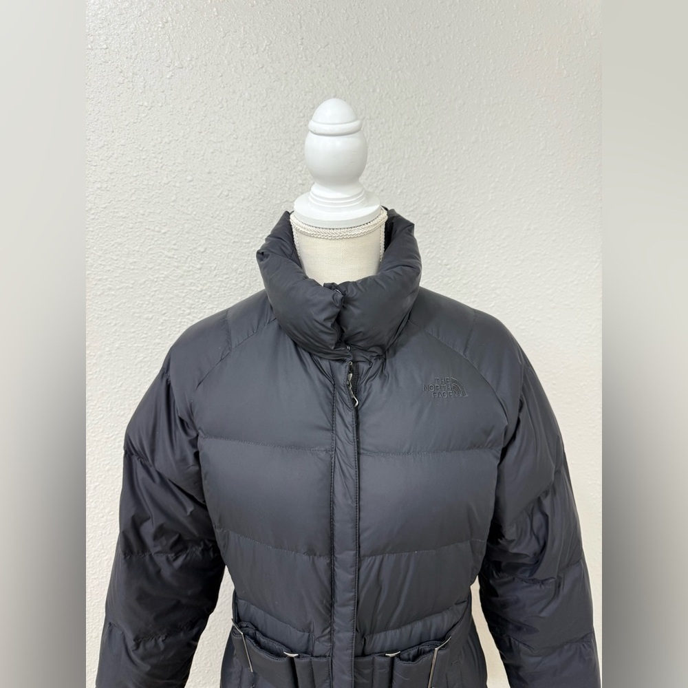 The North Face Women's Caroline Black Long Puffer Coat with Belt Size M - Picture 4 of 14